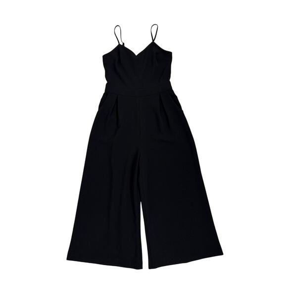 Express Minimalist Jumpsuit Black Crop Wide Leg Pants One Piece Size Women's 0 - Picture 3 of 4